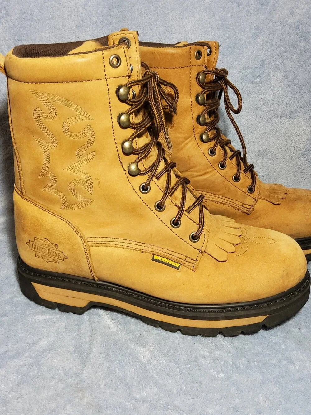Guide Gear Lace Up Boots Mens 9.5 Tan Leather Waterproof Thinsulate Workwear